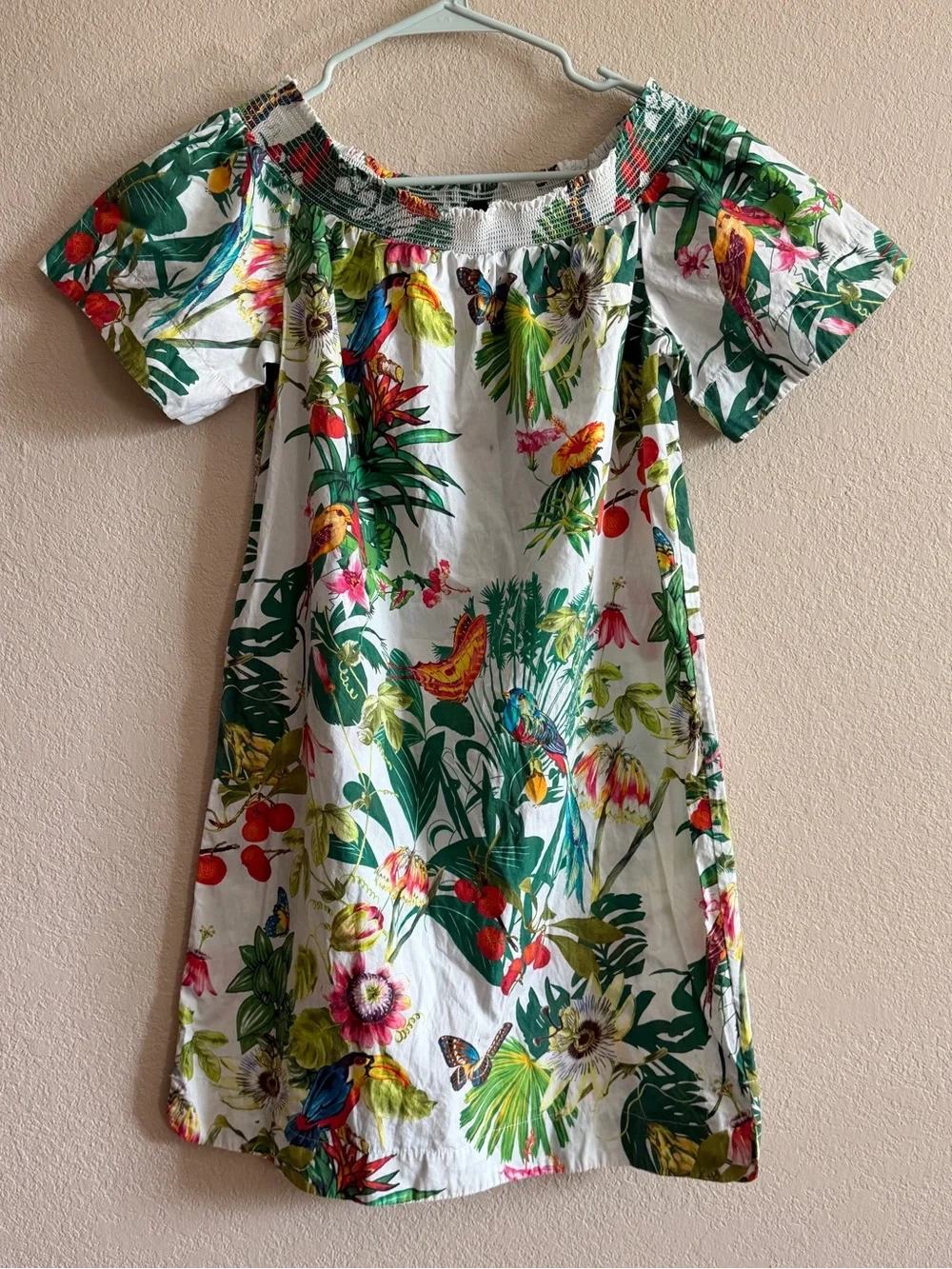 J.Crew Tropical Botanical Off-the-Shoulder Dress Size 6